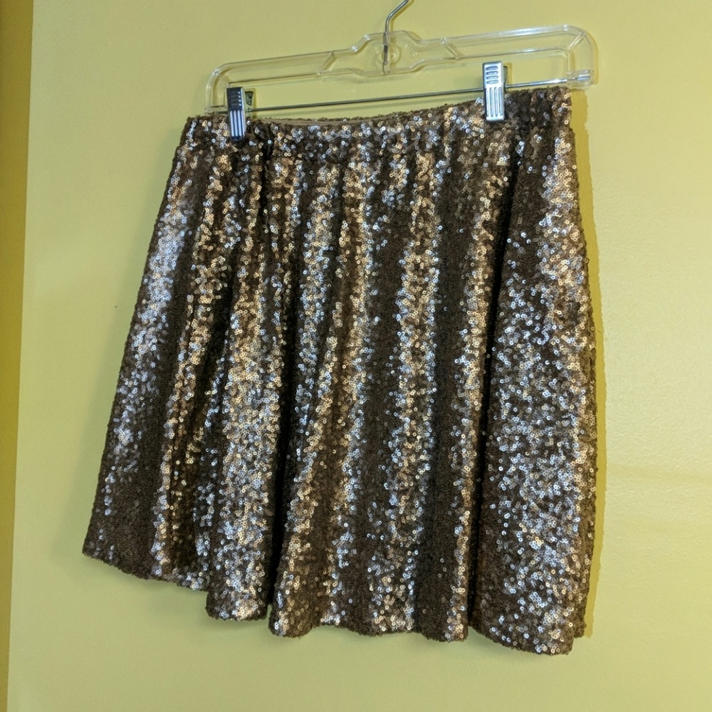 Gold Sequined Mini Skirt